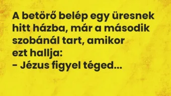 Vicc: A betörő belép egy üresnek hitt házba, már a második szobánál tart,…