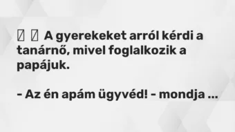 Vicc: A gyerekeket arról kérdi a tanárnő, mivel foglalkozik a…