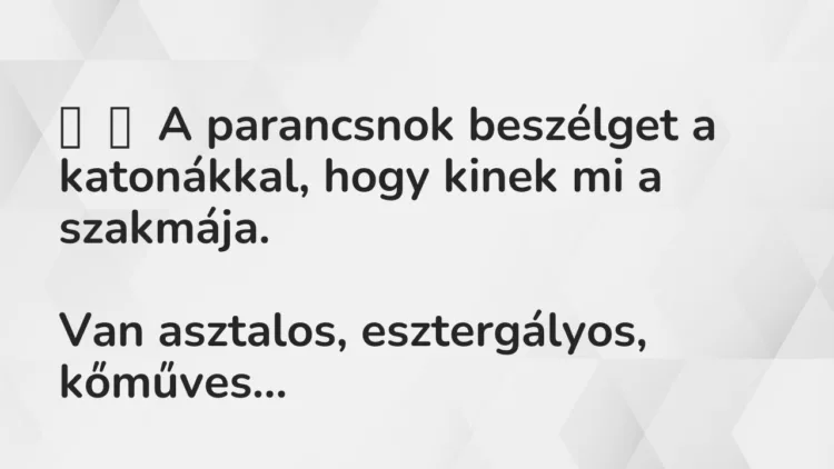 Vicc: A parancsnok beszélget a katonákkal, hogy kinek mi a…