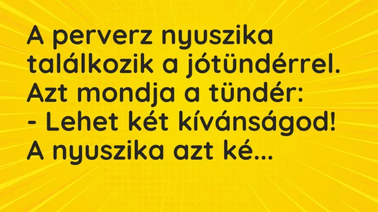 Vicc: A perverz nyuszika találkozik a jótündérrel. Azt mondja a tündér: – Lehet…
