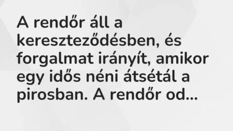 Vicc: A rendőr áll a kereszteződésben, és forgalmat irányít, amikor egy idős néni…