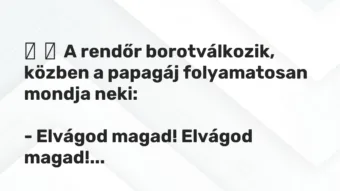 Vicc: A rendőr borotválkozik, közben a papagáj folyamatosan mondja…