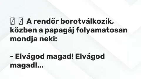 Vicc: 
	    	    A rendőr borotválkozik, közben a papagáj folyamatosan mondja…