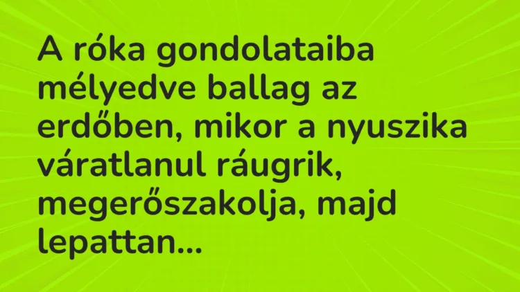 Vicc: A róka gondolataiba mélyedve ballag az erdőben, mikor a nyuszika váratlanul…