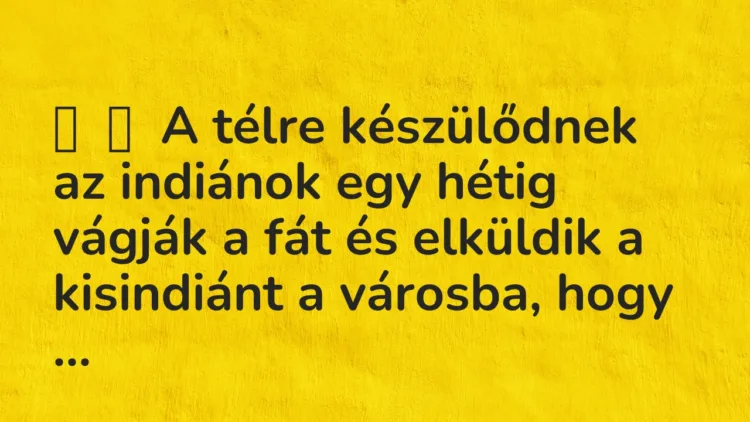 Vicc: A télre készülődnek az indiánok egy hétig vágják a fát és elküldik a …