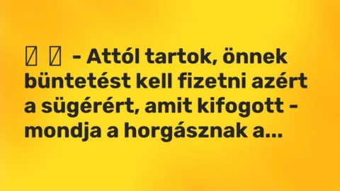 Vicc: 
	    	    – Attól tartok, önnek büntetést kell fizetni azért a sügérért, amit…