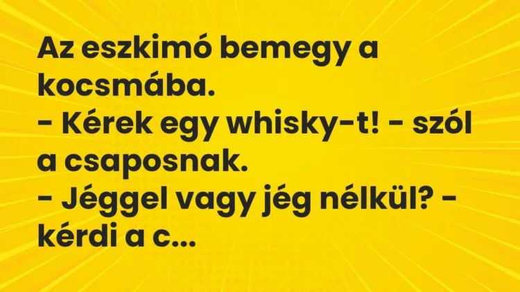 Vicc: Az eszkimó bemegy a kocsmába. – Kérek egy whisky-t! – szól a…