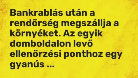 Vicc: Bankrablás után a rendőrség megszállja a környéket. Az egyik domboldalon levő…