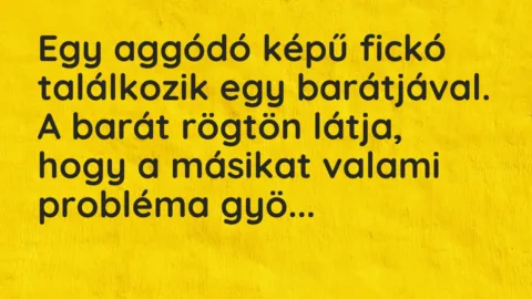 Vicc: Egy aggódó képű fickó találkozik egy barátjával. A barát rögtön látja, hogy a…