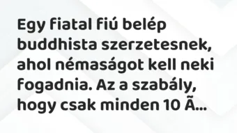 Vicc: Egy fiatal fiú belép buddhista szerzetesnek, ahol némaságot kell neki fogadnia….