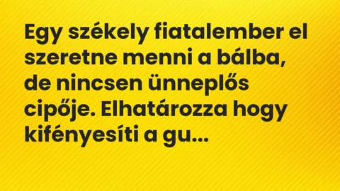 Vicc: Egy székely fiatalember el szeretne menni a bálba, de nincsen ünneplős cipője….