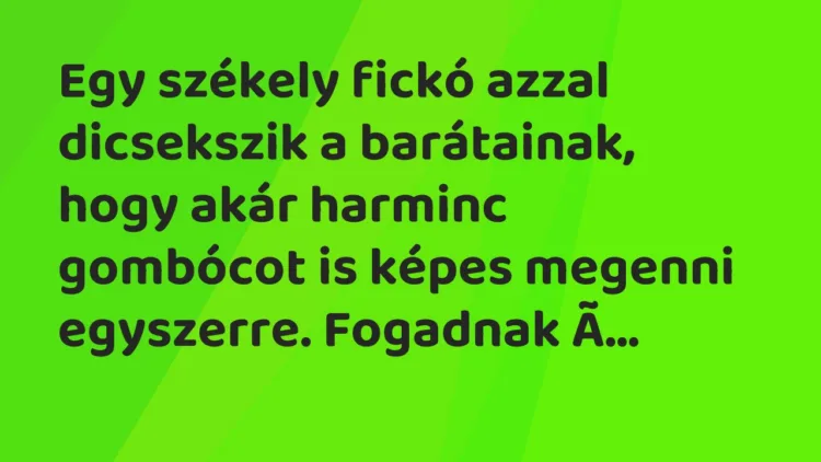 Vicc: Egy székely fickó azzal dicsekszik a barátainak, hogy akár harminc gombócot is…