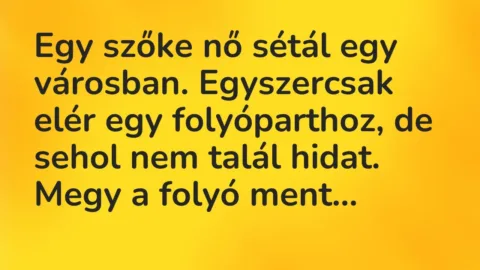 Vicc: Egy szőke nő sétál egy városban. Egyszercsak elér egy folyóparthoz, de sehol nem…