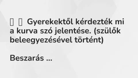 Vicc: 
	    	    Gyerekektől kérdezték mi a kurva szó jelentése. (szülők…