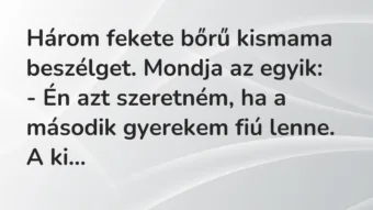 Vicc: Három fekete bőrű kismama beszélget. Mondja az egyik: – Én azt szeretném,…