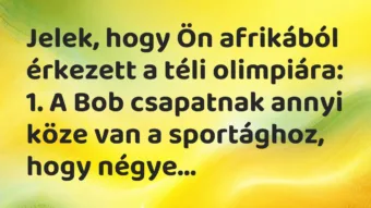 Vicc: Jelek, hogy Ön afrikából érkezett a téli olimpiára: 1. A Bob csapatnak…