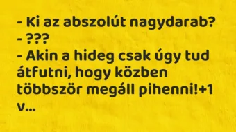 Vicc: – Ki az abszolút nagydarab? – ??? – Akin a hideg csak úgy tud átfutni,…