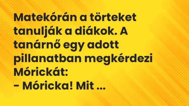 Vicc: Matekórán a törteket tanulják a diákok. A tanárnő egy adott pillanatban…