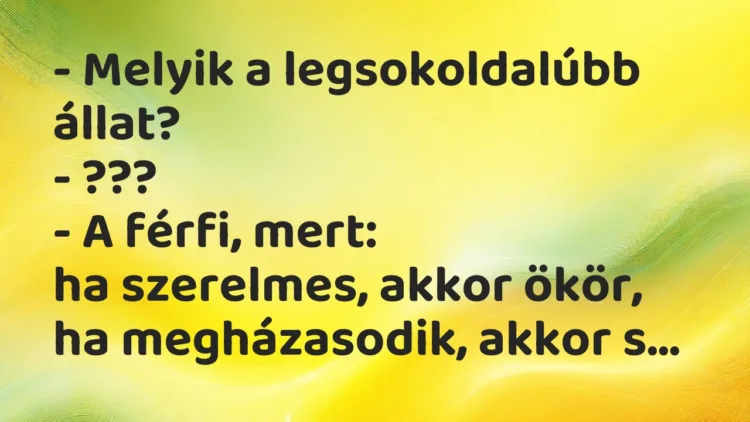 Vicc: – Melyik a legsokoldalúbb állat? – ??? – A férfi, mert: ha…