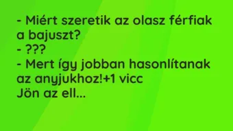 Vicc: – Miért szeretik az olasz férfiak a bajuszt? – ??? – Mert így jobban…