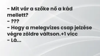 Vicc: – Mit vár a szőke nő a kád mellett? – ??? – Hogy a melegvízes csap…