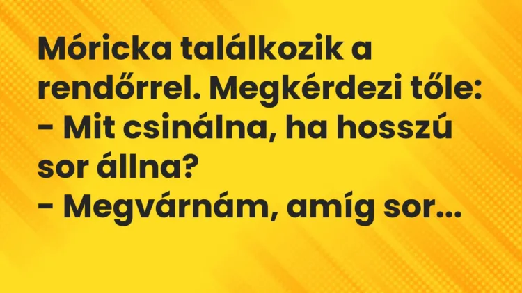 Vicc: Móricka találkozik a rendőrrel. Megkérdezi tőle: – Mit csinálna, ha hosszú…