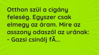 Vicc: Otthon szül a cigány feleség. Egyszer csak elmegy az áram. Mire az asszony…
