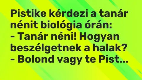 Vicc: Pistike kérdezi a tanár nénit biológia órán:

– Tanár néni! Hogyan…