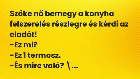 Vicc: Szőke nő bemegy a konyha felszerelés részlegre és kérdi az eladót!

-Ez mi?…