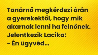 Vicc: Tanárnő megkérdezi órán a gyerekektől, hogy mik akarnak lenni ha felnőnek….
