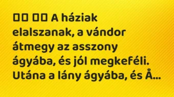 Viccek: A háziak elalszanak, a vándor átmegy az asszony ágyába, és …