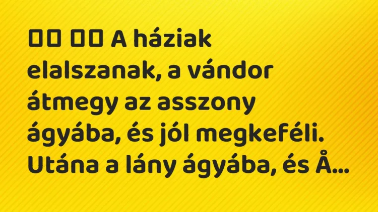Viccek: A háziak elalszanak, a vándor átmegy az asszony ágyába, és …