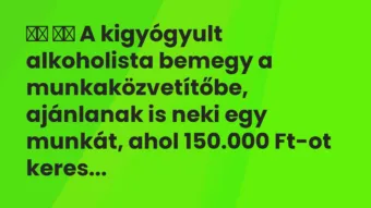 Viccek: A kigyógyult alkoholista bemegy a munkaközvetítőbe,…
