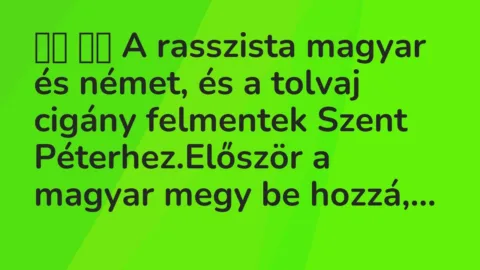 Viccek:
A rasszista magyar és német, és a tolvaj cigány felmentek… Viccek:
A rasszista magyar és német, és a tolvaj cigány felmentek…