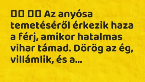 Viccek: 
		  
		  Az anyósa temetéséről érkezik haza a férj, amikor hatalmas …