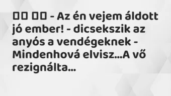 Viccek: – Az én vejem áldott jó ember! – dicsekszik az anyós a…
