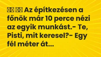Viccek: Az építkezésen a főnök már 10 perce nézi az egyik…