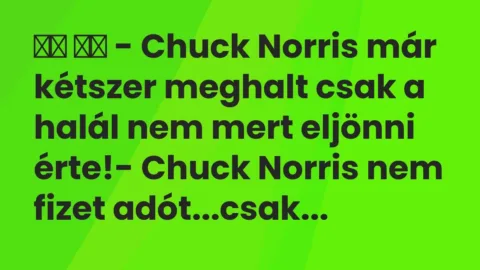 Viccek: 
		  
		  – Chuck Norris már kétszer meghalt csak a halál nem mert…