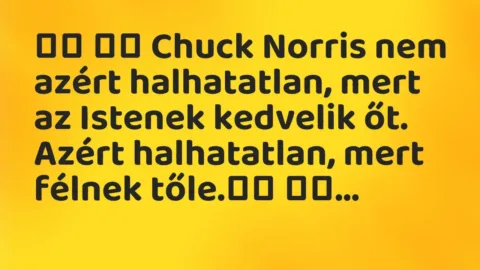 Viccek: 
		  
		  Chuck Norris nem azért halhatatlan, mert az Istenek…