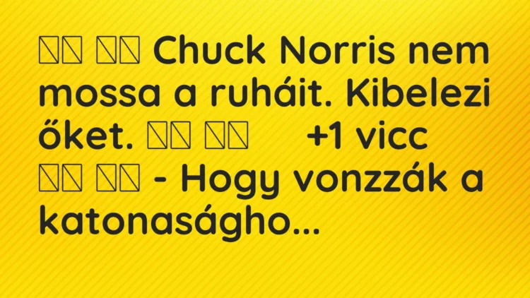 Viccek: Chuck Norris nem mossa a ruháit. Kibelezi őket. …