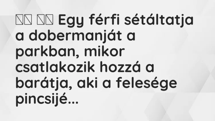 Viccek: Egy férfi sétáltatja a dobermanját a parkban, mikor…