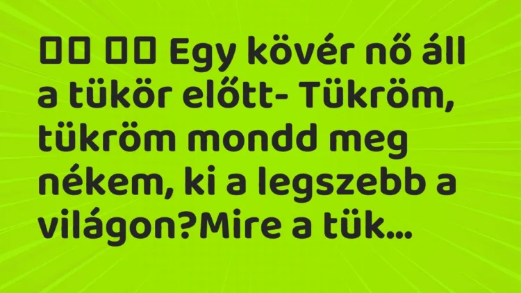 Viccek: Egy kövér nő áll a tükör előtt- Tükröm, tükröm mondd…