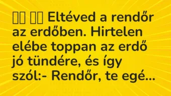 Viccek: Eltéved a rendőr az erdőben. Hirtelen elébe toppan az erdő …