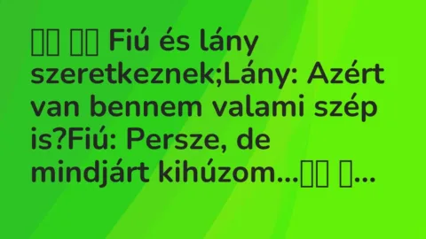 Viccek: 
		  
		  Fiú és lány szeretkeznek;Lány: Azért van bennem valami …