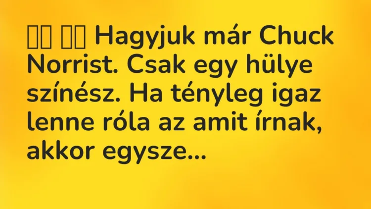 Viccek: Hagyjuk már Chuck Norrist. Csak egy hülye színész. Ha…