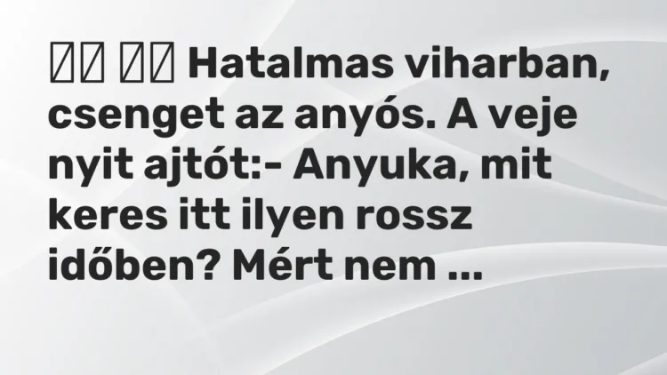 Viccek: Hatalmas viharban, csenget az anyós. A veje nyit…