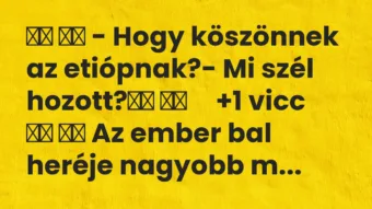 Viccek: – Hogy köszönnek az etiópnak?- Mi szél hozott? …