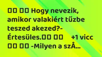 Viccek: Hogy nevezik, amikor valakiért tűzbe teszed…
