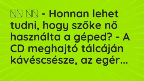 Viccek: 
		  
		  – Honnan lehet tudni, hogy szőke nő használta a géped? – A …