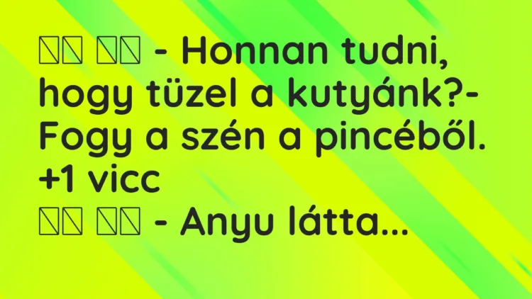 Viccek: – Honnan tudni, hogy tüzel a kutyánk?- Fogy a szén a…